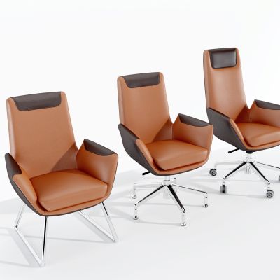 现代职员皮革办公椅洽谈椅