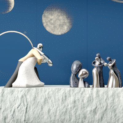 现代抽象情侣人物雕塑摆件