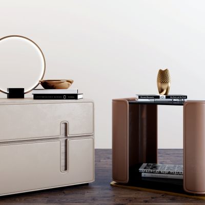 现代皮革床头柜