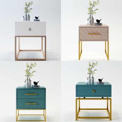 现代轻奢方形床头柜组合