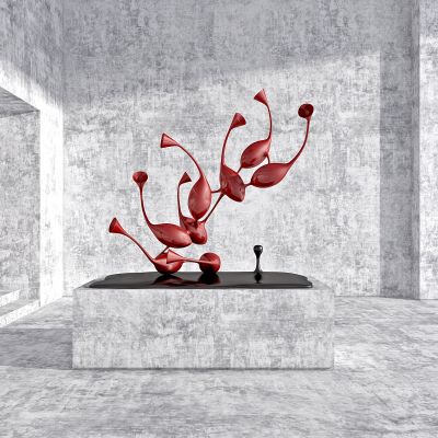 现代抽象鱼群雕塑摆件