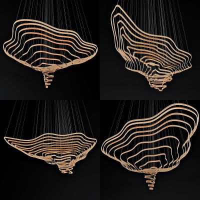 新中式异形金属线圈装饰吊灯