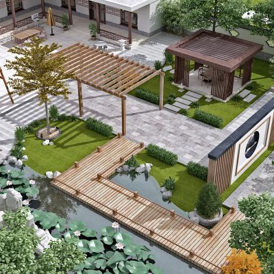 新中式别墅庭院