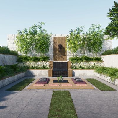 现代庭院景观花园花池