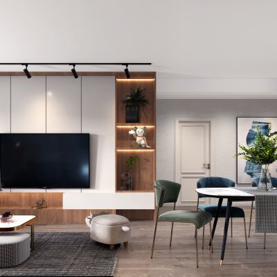 北欧现代公寓客厅餐厅