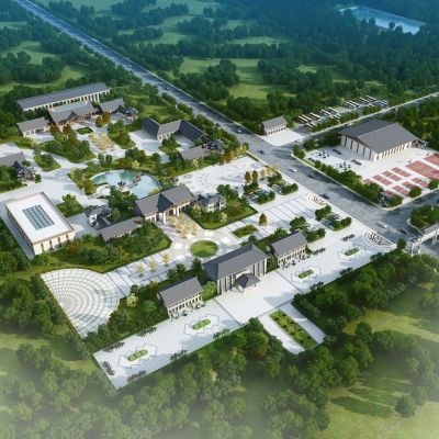 新中式庭院鸟瞰图