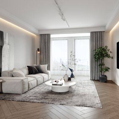 现代客厅 餐厅 三人沙发