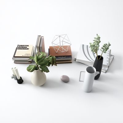现代书籍 花瓶 摆件