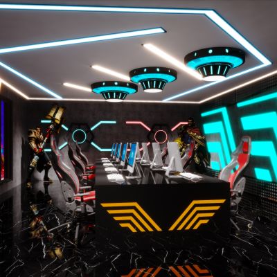 现代简约轻奢网咖包厢