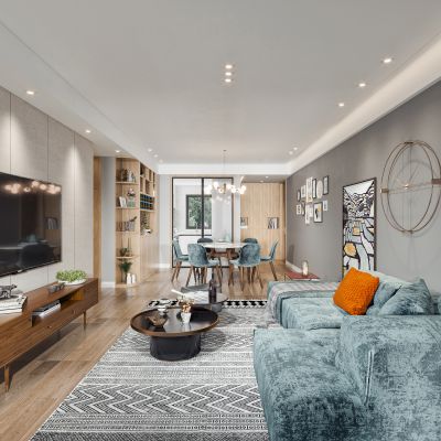 北欧现代客厅餐厅