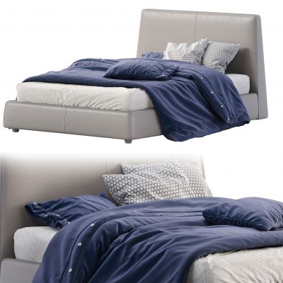现代皮革双人床