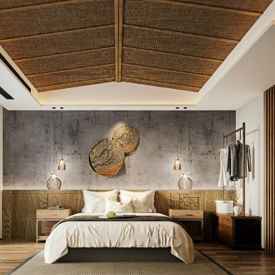 新中式自然风民宿酒店客房卧室