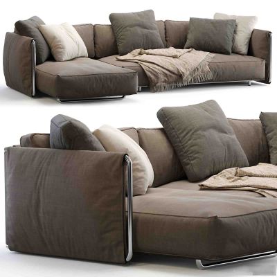 现代布艺转角多人沙发