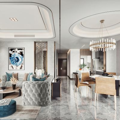 现代轻奢客厅餐厅