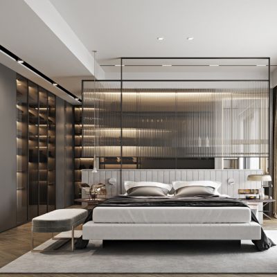 现代轻奢卧室双人床