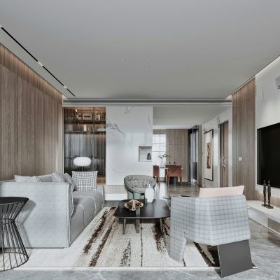现代轻奢客厅餐厅
