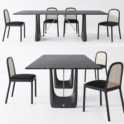 现代户外藤编铁艺餐桌椅