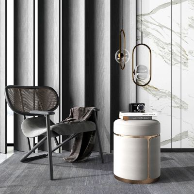 现代轻奢休闲单椅边几