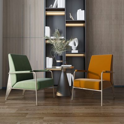 现代单椅边几组合