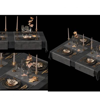 现代餐桌餐具盘子烛台