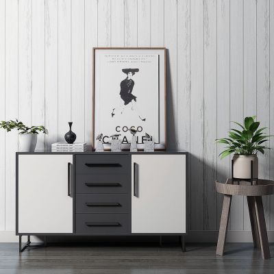 现代黑色玄关柜