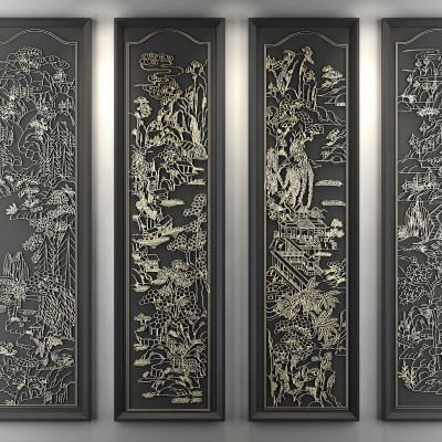 新中式古典浮雕雕刻装饰画