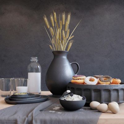 现代餐具鸡蛋麦穗糕点