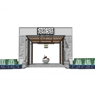 新中式大门入口