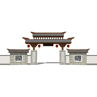 新中式大门入口