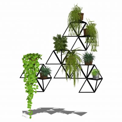 现代绿墙花架3D模型