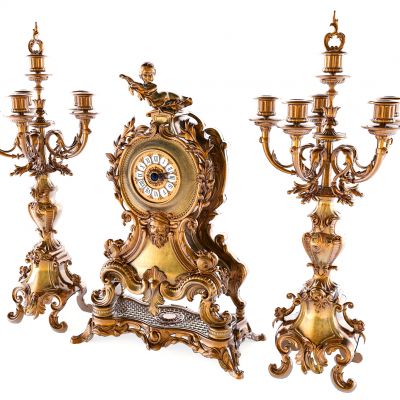 法式古雕花金属典落地钟