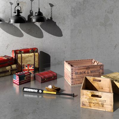 工业风LOFT木箱子，皮箱行李箱