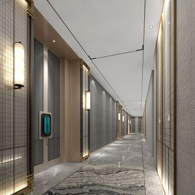 新中式酒店客房走廊