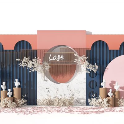 现代花艺背景墙美陈