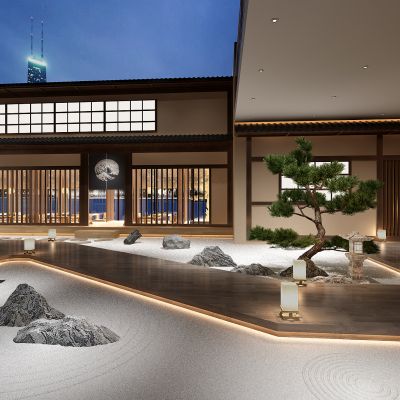 中式景观庭院中庭