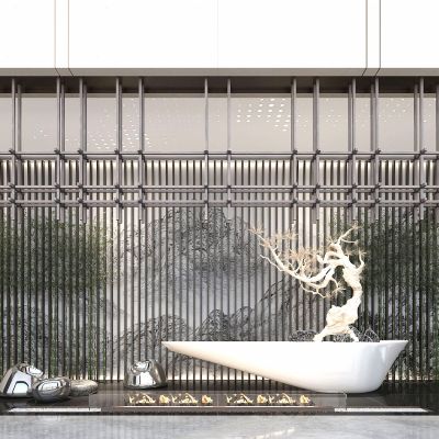 新中式酒店会所景观小品