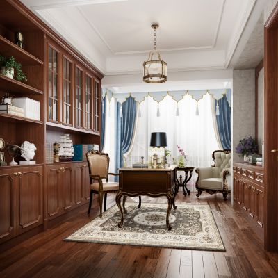 美式古典书房