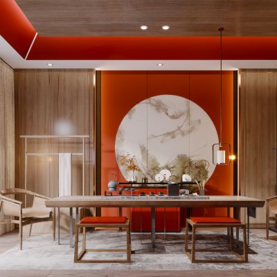 新中式现代简约轻奢茶室