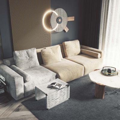 现代多人三人沙发