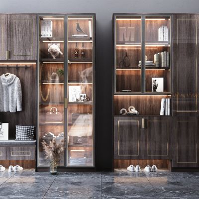 现代新中式入口玄关鞋柜衣柜