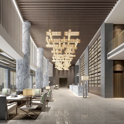 现代新中式酒店售楼处大堂吧