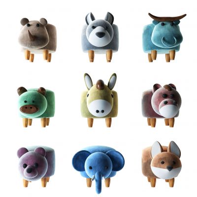 现代绒布动物凳子