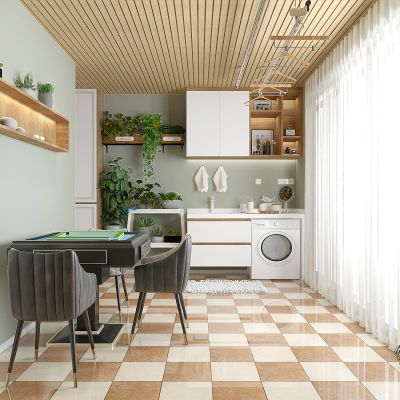 北欧现代阳台洗衣机花槽