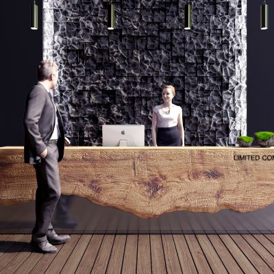 新中式酒店会所接待台