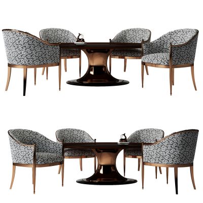 新古典金属圆形餐桌椅