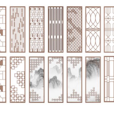 现代新中式屏风隔断花格