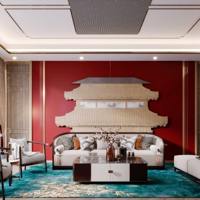 新中式现代简约轻奢风格客厅