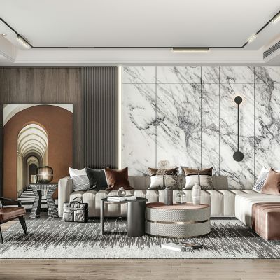 现代轻奢客厅沙发茶几