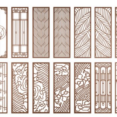 新中式日式祥云云纹屏风隔断花格