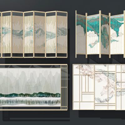 新中式日式木质屏风隔断